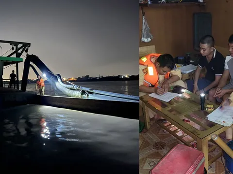 Hà Nội: Mật phục bắt tàu khai thác cát trong đêm